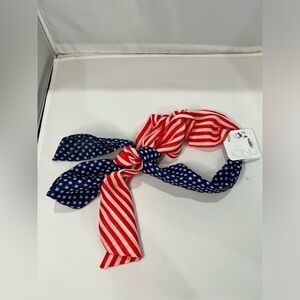 Icing Patriotic American Flag Hair Scarf Wrap Bow NWT Red White Blue Headband